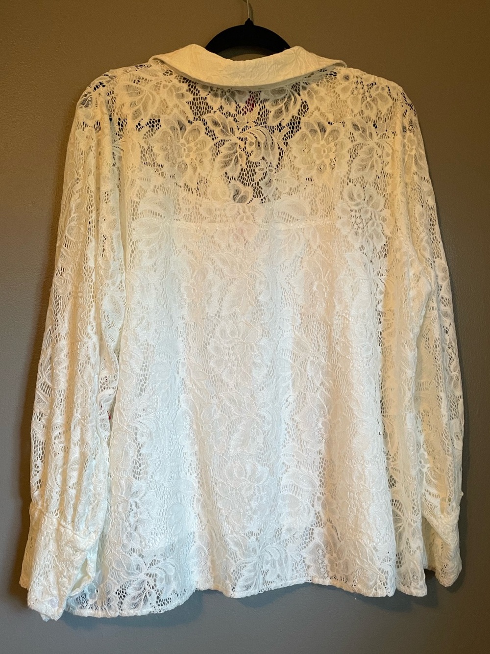 NWT Vince Camuto Sz 1X Ivory Long Sleeve Lace Fold-Collar Blouse Top Ret $109! - Picture 13 of 13